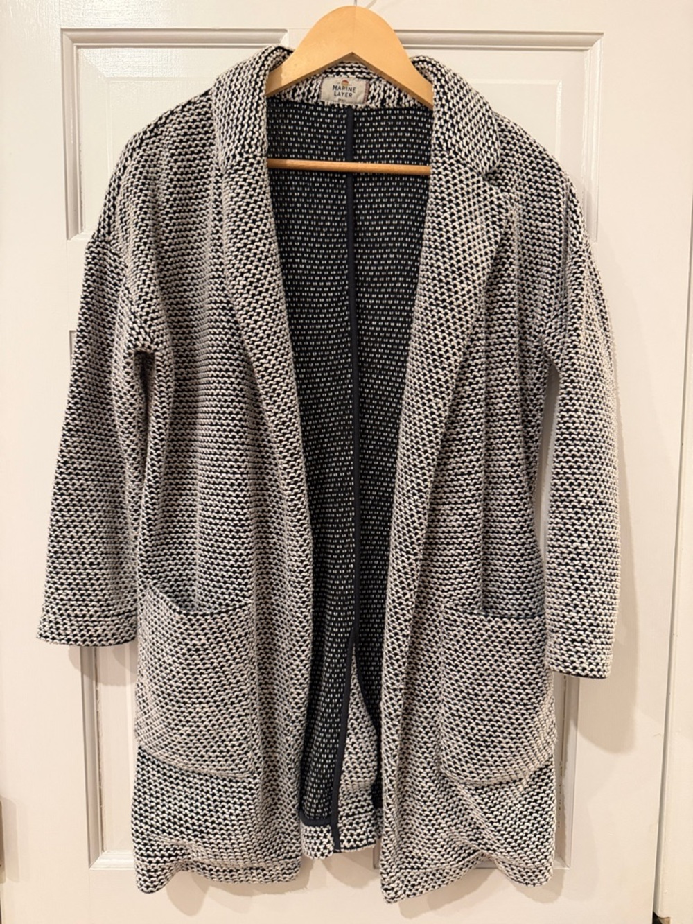 Marine layer black and white cardigan